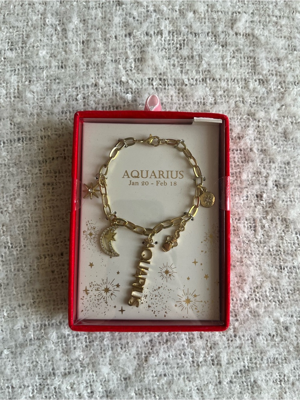 NEW Aquarius Gold Charm Bracelet - Zodiac Aquarius Women's Jewelry